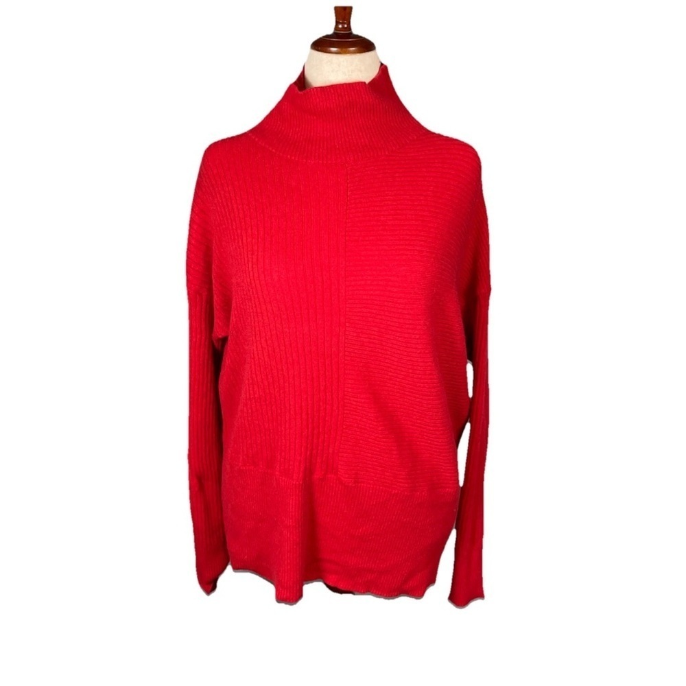 Summersalt Sweater Merino Wool Cashmere Blend Ribbed Knit Size Large In Red
